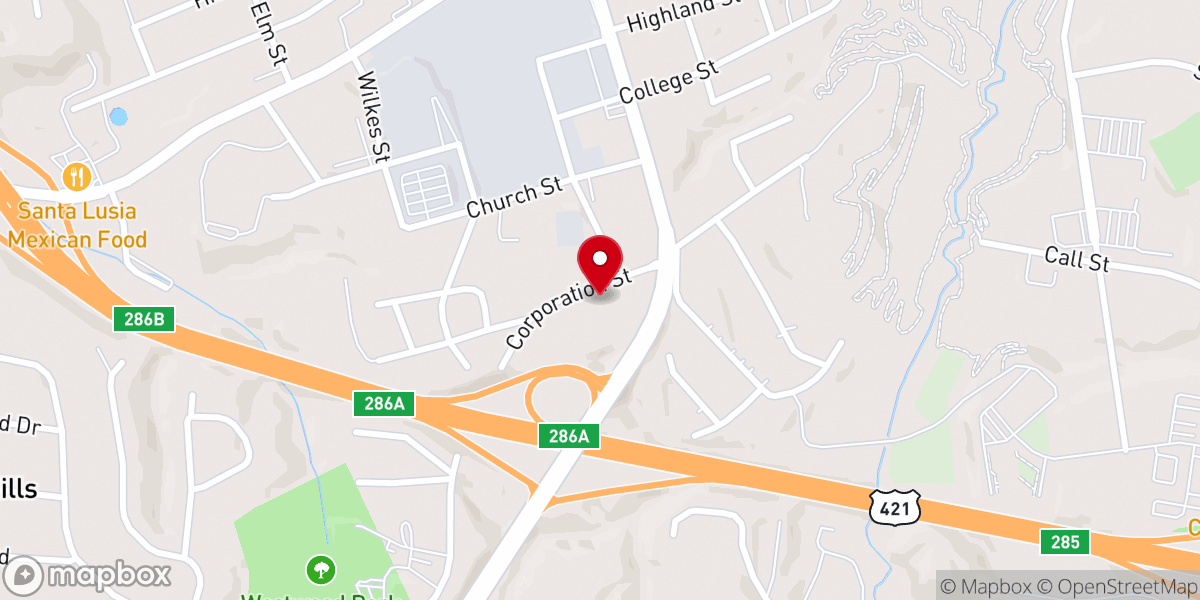 Map showing location of Hillcrest Church