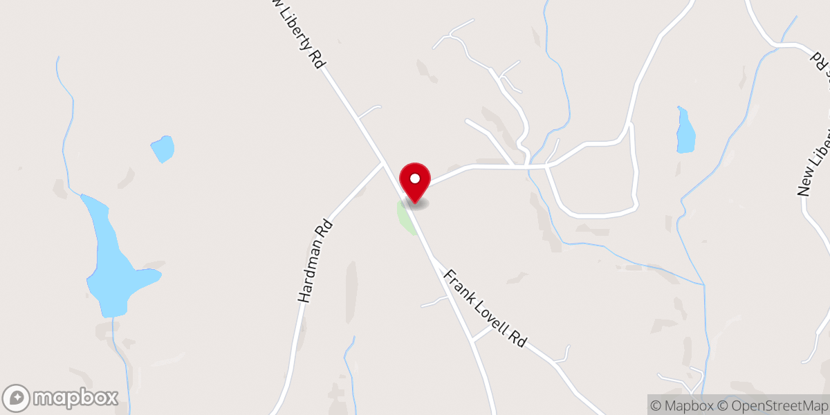 Map showing location of New Liberty Baptist Church