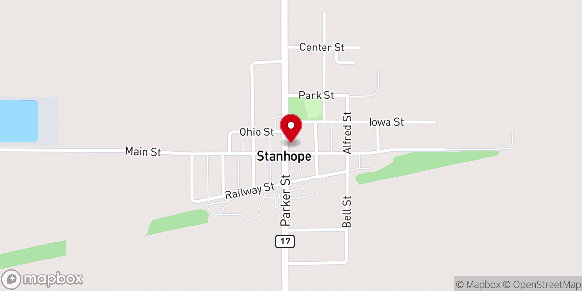 Map showing location of Stanhope Community Center