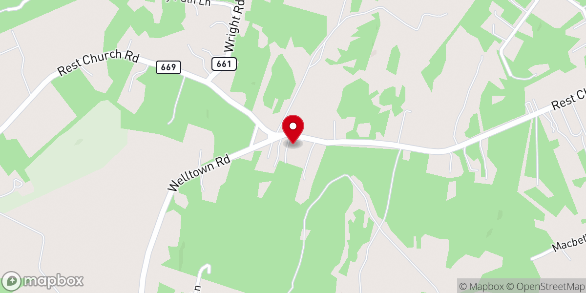 Map showing location of Woodbine Church