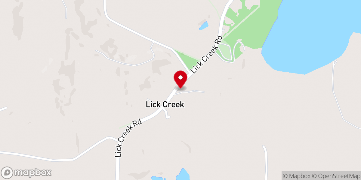 Map showing location of Lick Creek Methodist Church