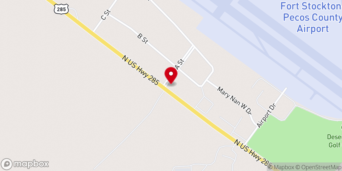 Map showing location of Pecos County Cowboy Church