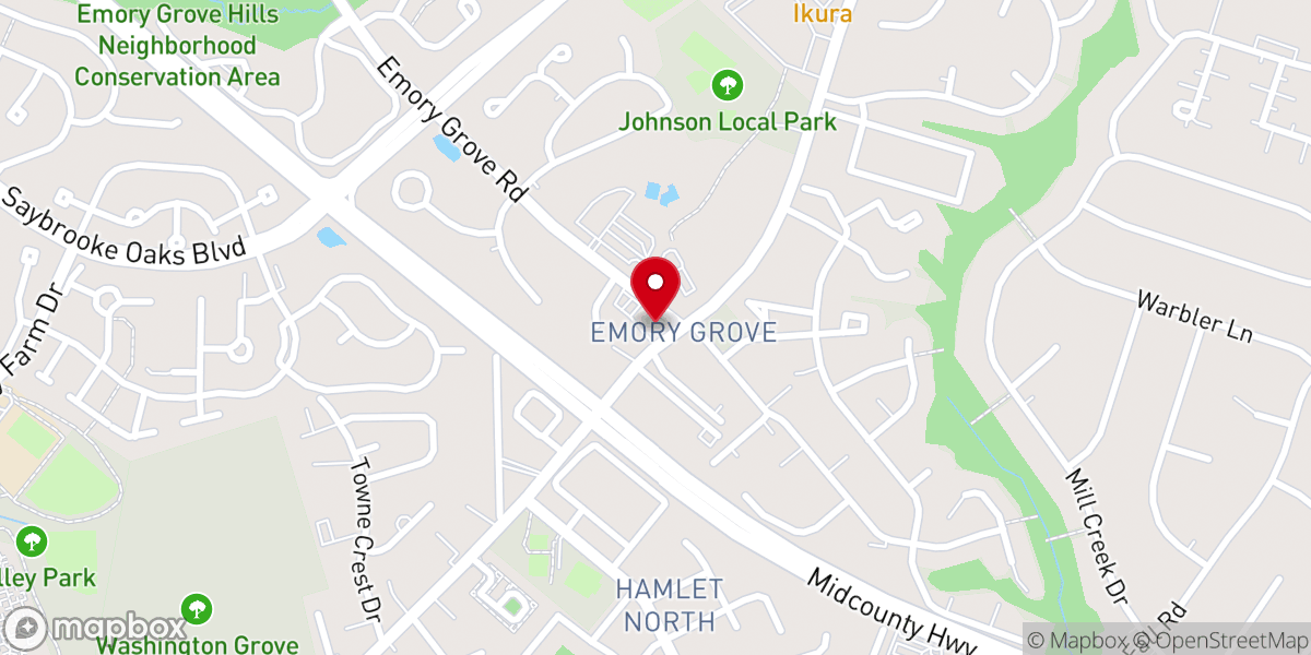 Map showing location of Emory Grove United Methodist Church