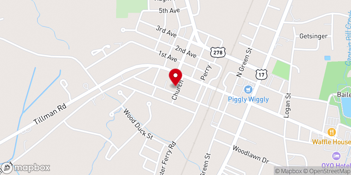 Map showing location of Agape Thrift Center