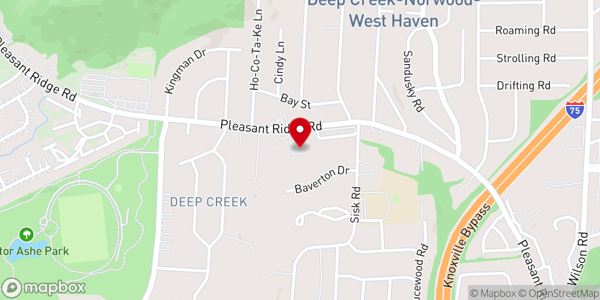 Map showing location of Olivet Baptist Church