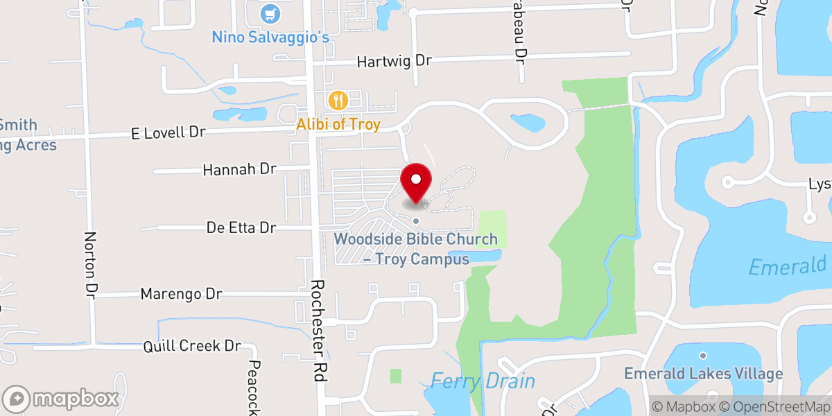Map showing location of Woodside Bible Church - Troy Campus