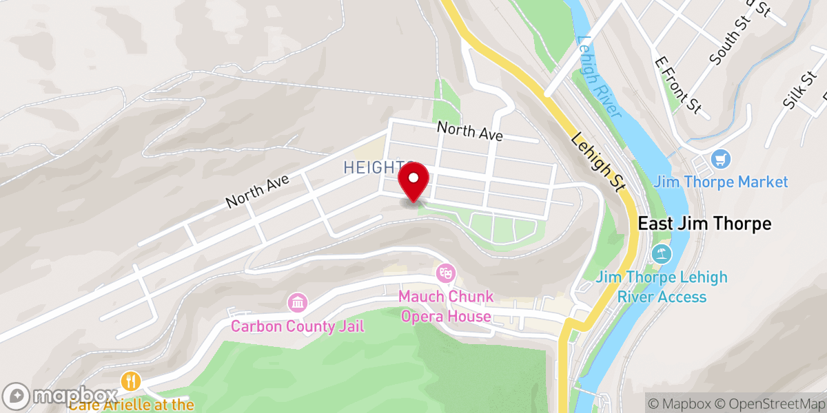 Map showing location of St. John's Lutheran Church