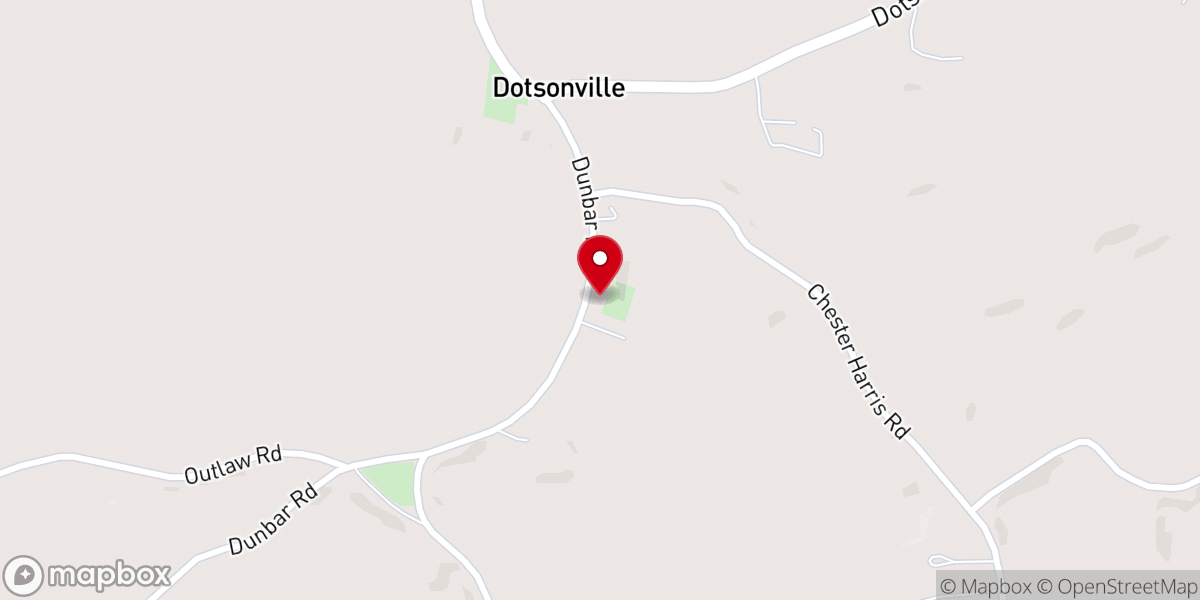Map showing location of Dotsonville Baptist Church