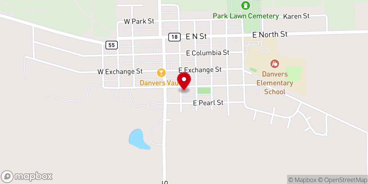 Map showing location of First Presbyterian Church of Danvers