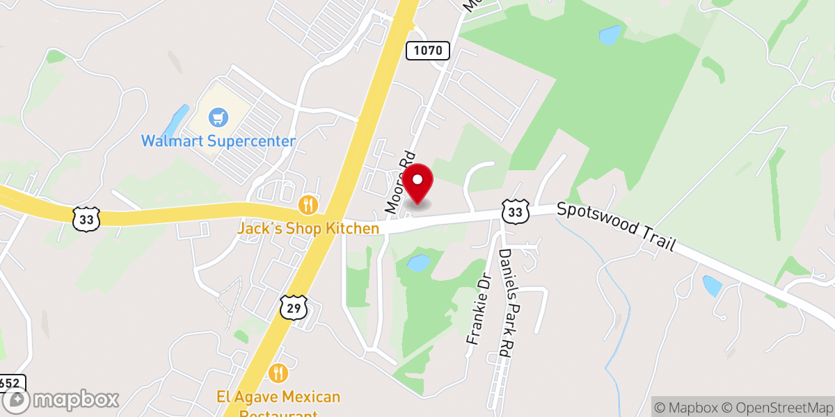 Map showing location of Ruckersville Baptist Church