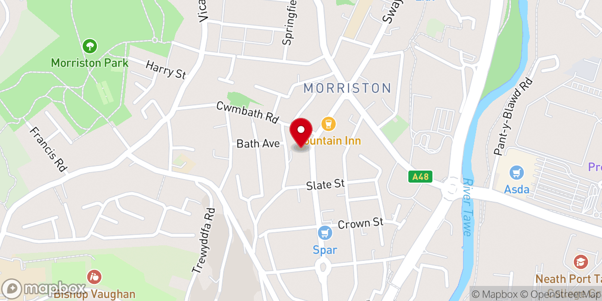 Map showing location of St. David's Church Morriston