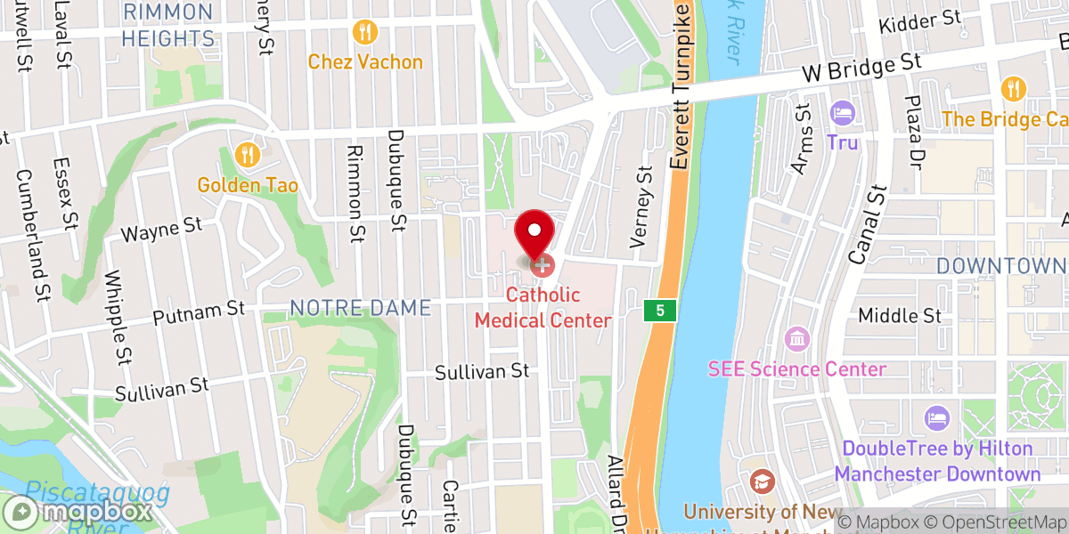 Map showing location of Catholic Medical Center