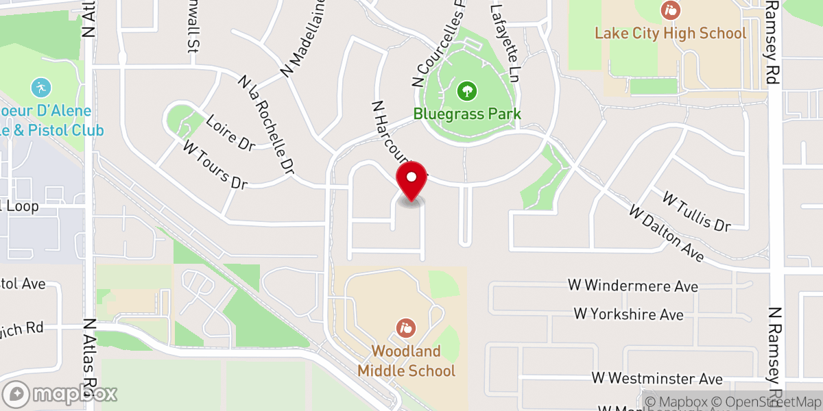 Map showing location of Calvary Chapel of Coeur D Alenelake