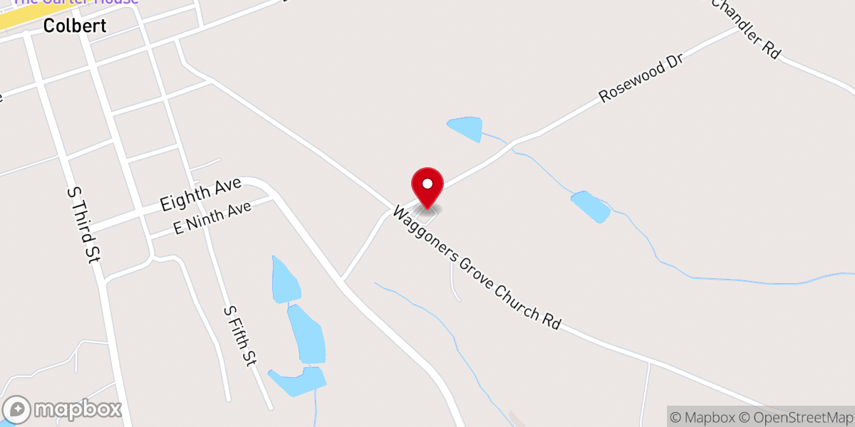 Map showing location of Waggoner's Grove Baptist Church - Food Distribution Center