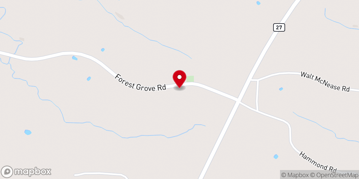 Map showing location of Forest Grove Mrthodist Church