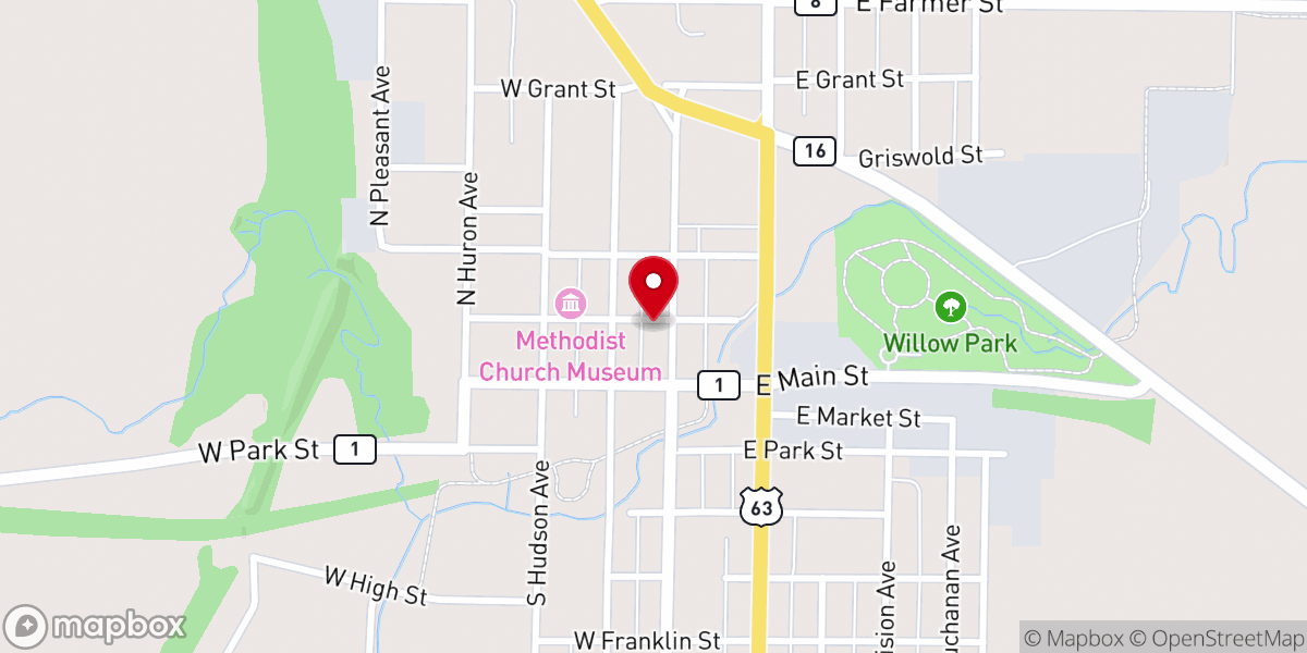 Map showing location of Spring Valley Historical Society