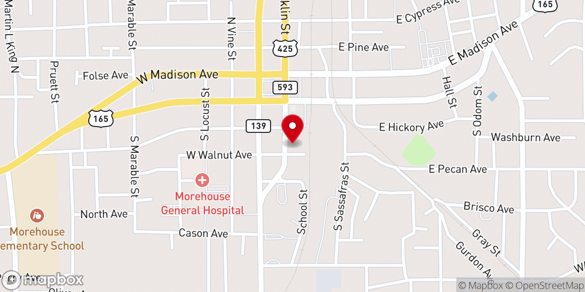 Map showing location of Morehouse Parish Sheriff's Office
