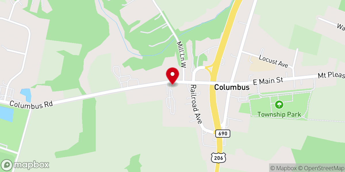Map showing location of Columbus Baptist Church