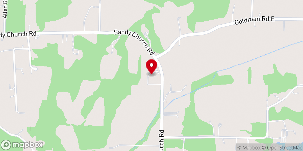 Map showing location of Sandy Baptist Church