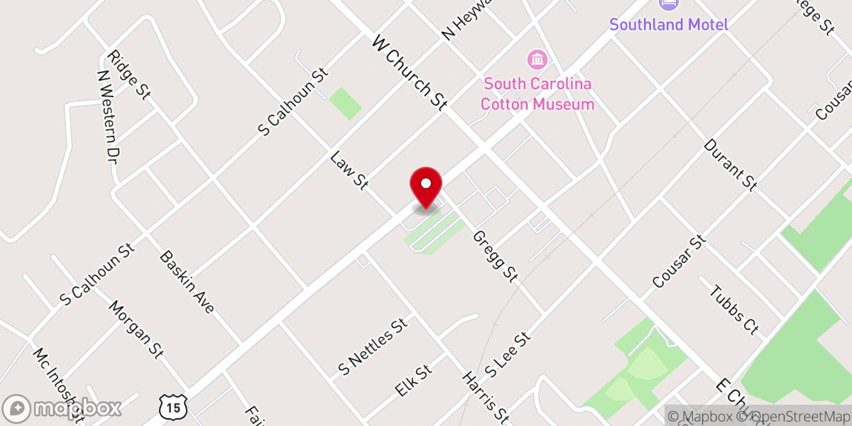 Map showing location of Bishopville Presbyterian Church