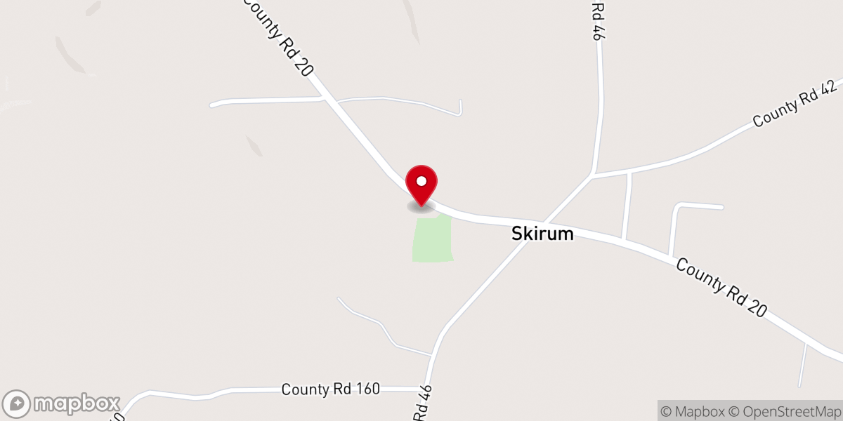 Map showing location of Skirum Church