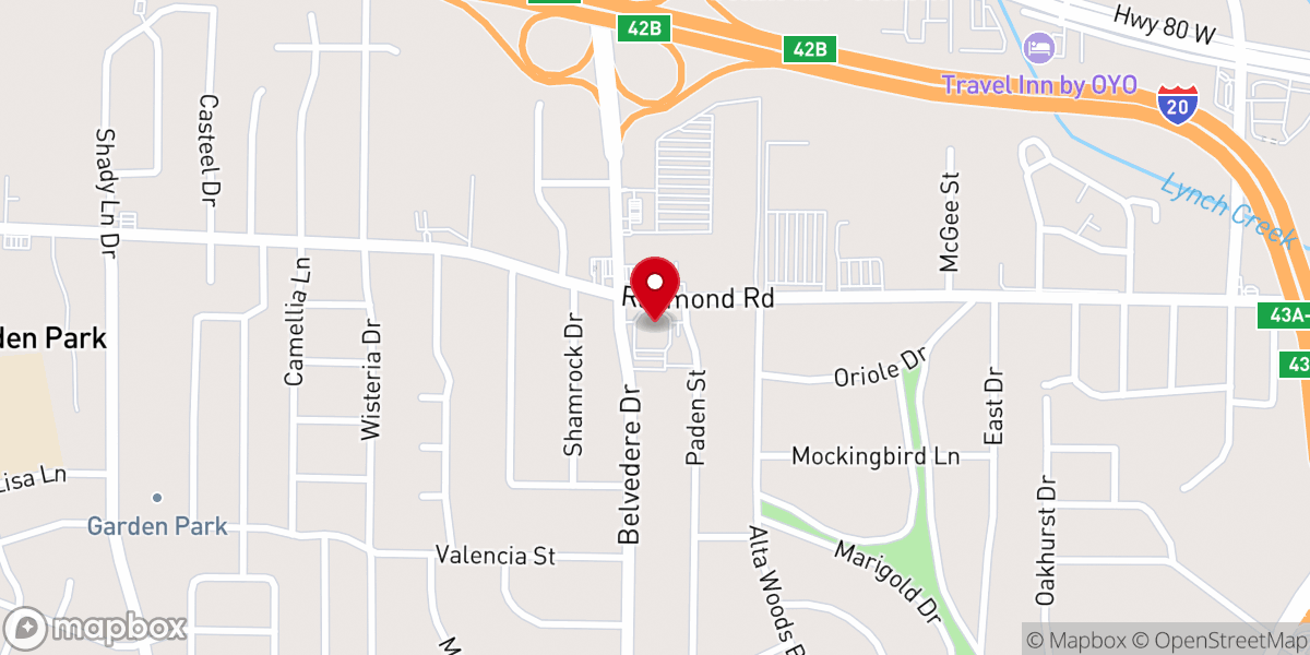 Map showing location of Southside Assembly of God