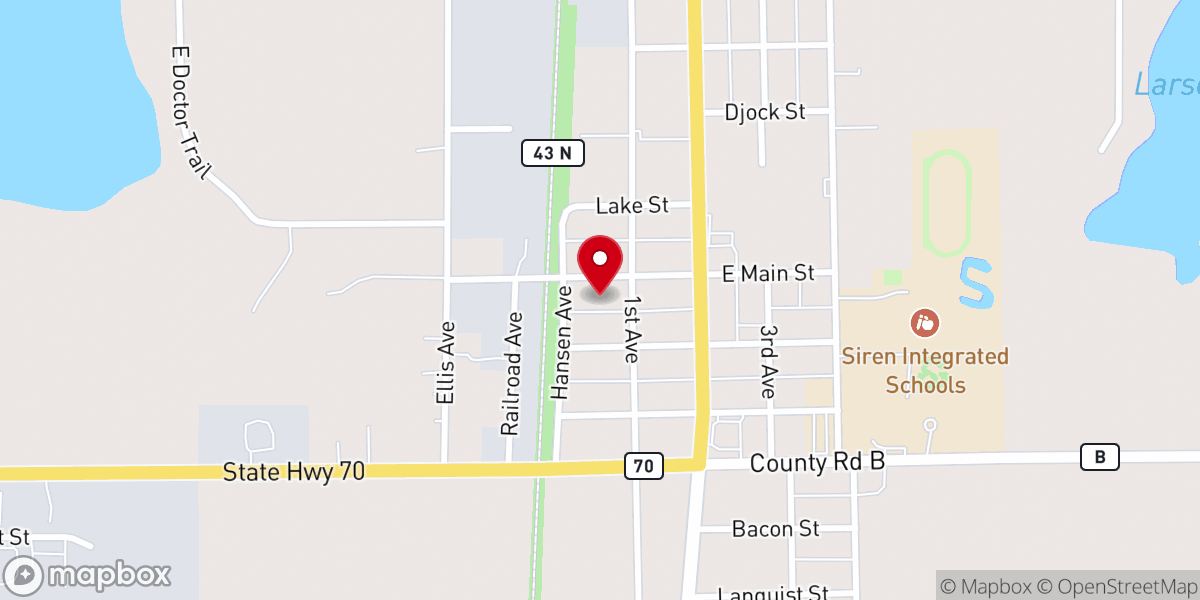 Map showing location of Siren Telephone Company