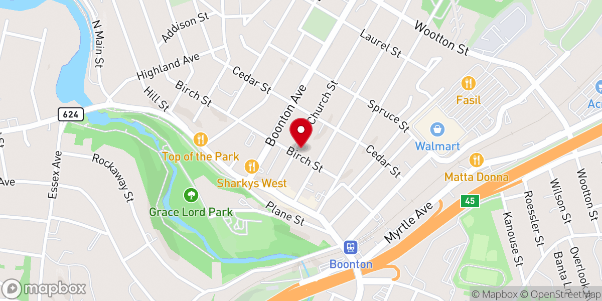 Map showing location of First Presbyterian Church of Boonton