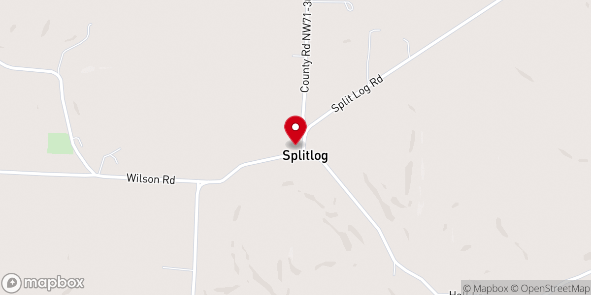 Map showing location of Splitlog Baptist Church