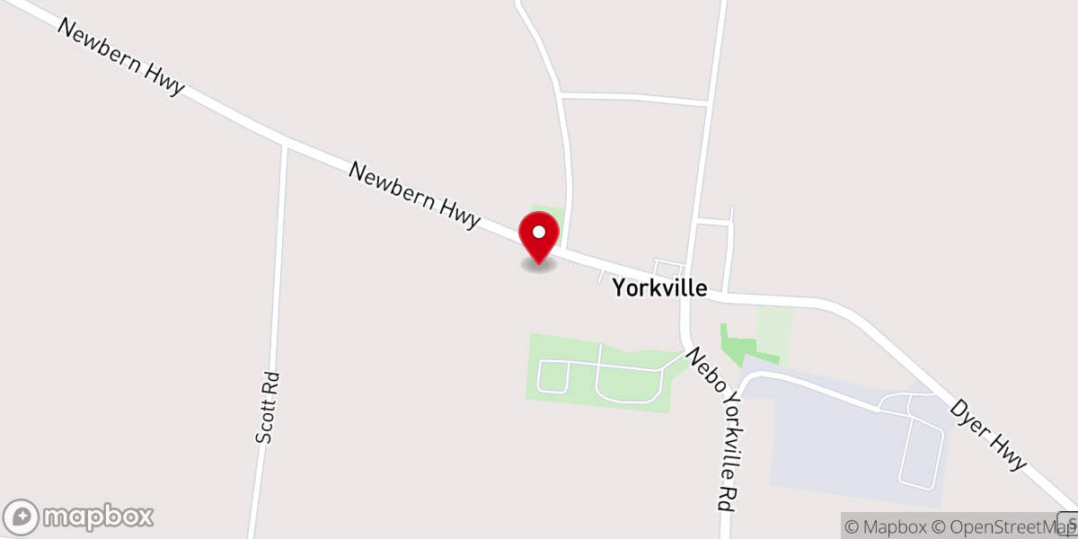 Map showing location of Yorkville Cumberland Presbyterian Church