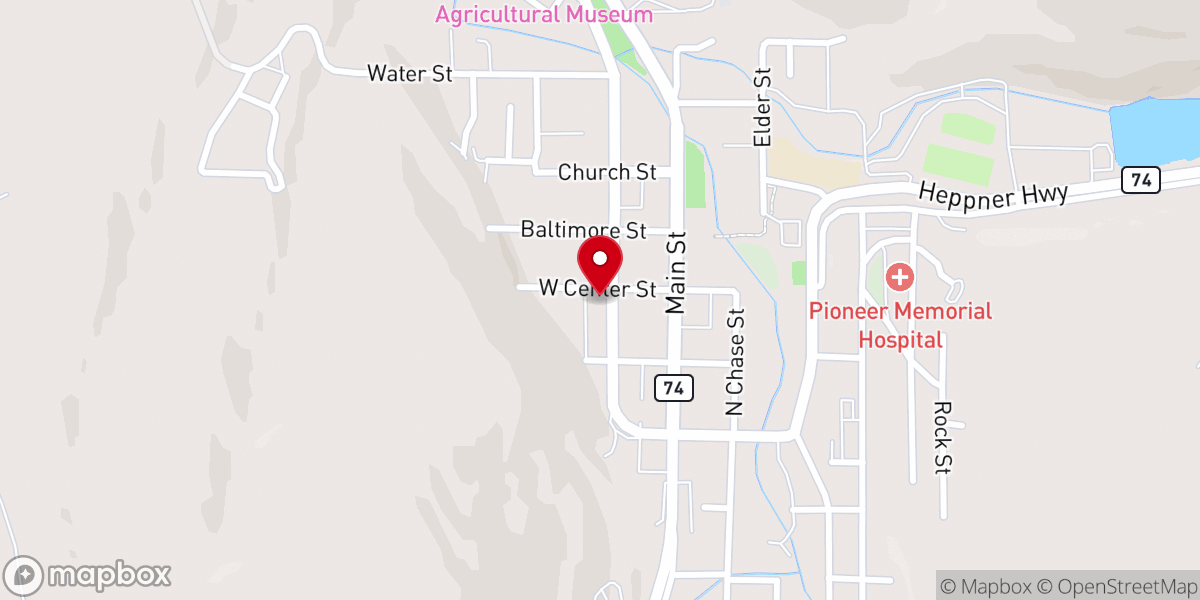 Map showing location of Heppner Christian Church