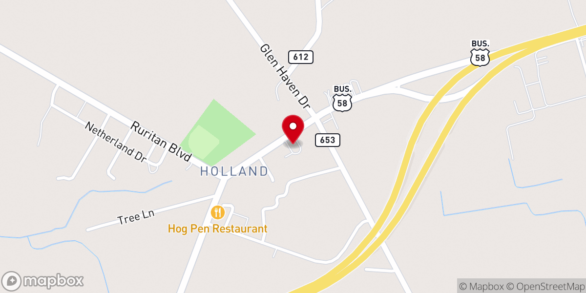 Map showing location of Holland Baptist Church