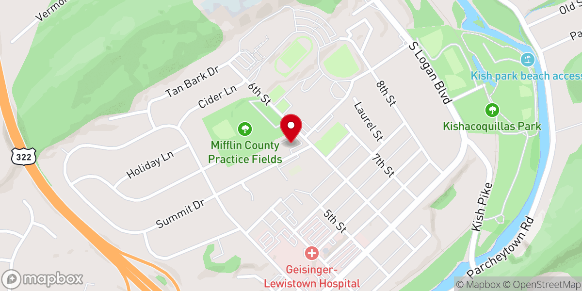 Map showing location of Lewistown Assembly of God