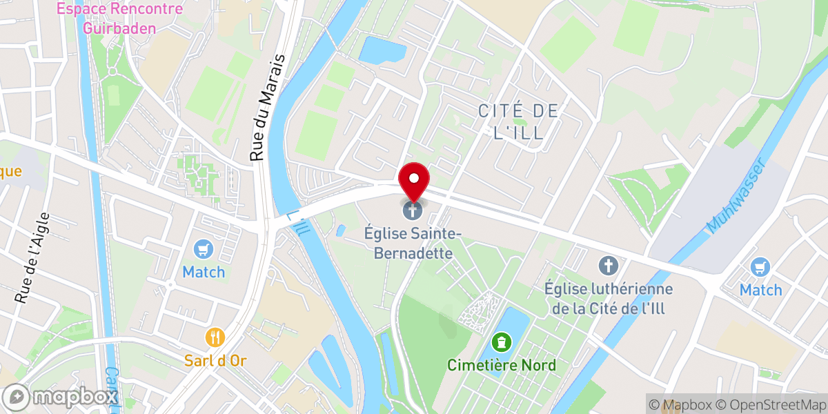 Map showing location of Église catholique Sainte-Bernadette