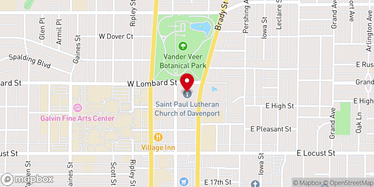 Map showing location of Saint Paul Lutheran Church of Davenport