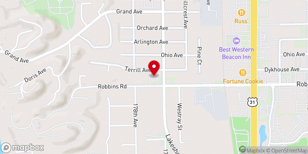 Map showing location of Second Christian Reformed Church