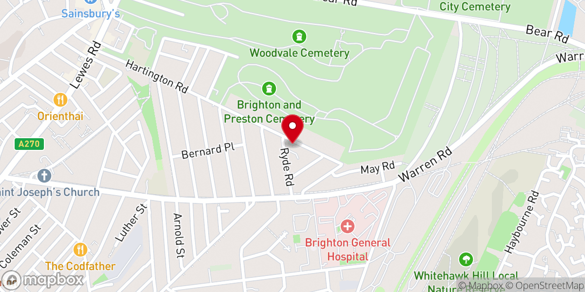 Map showing location of The Brighton Oratory