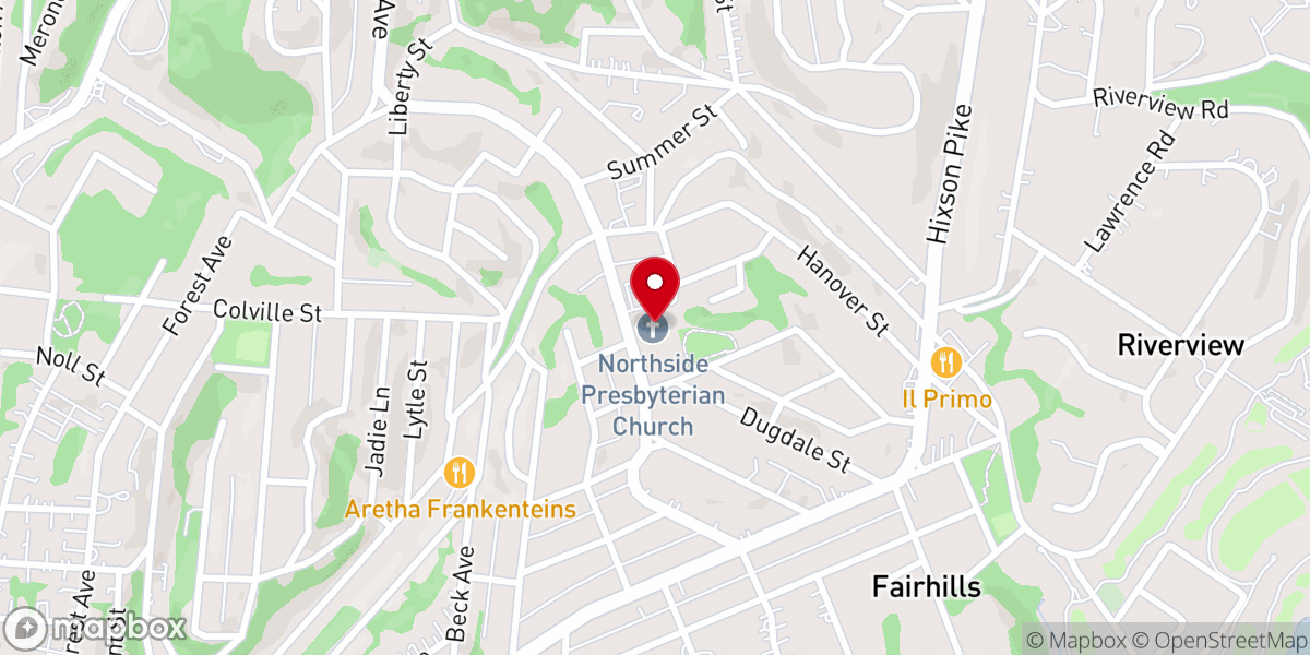 Map showing location of Northside Presbyterian Church