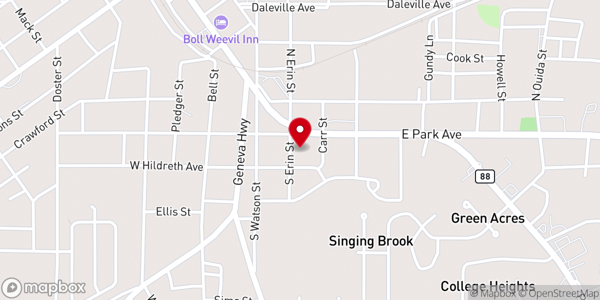 Map showing location of Park Avenue Baptist Church