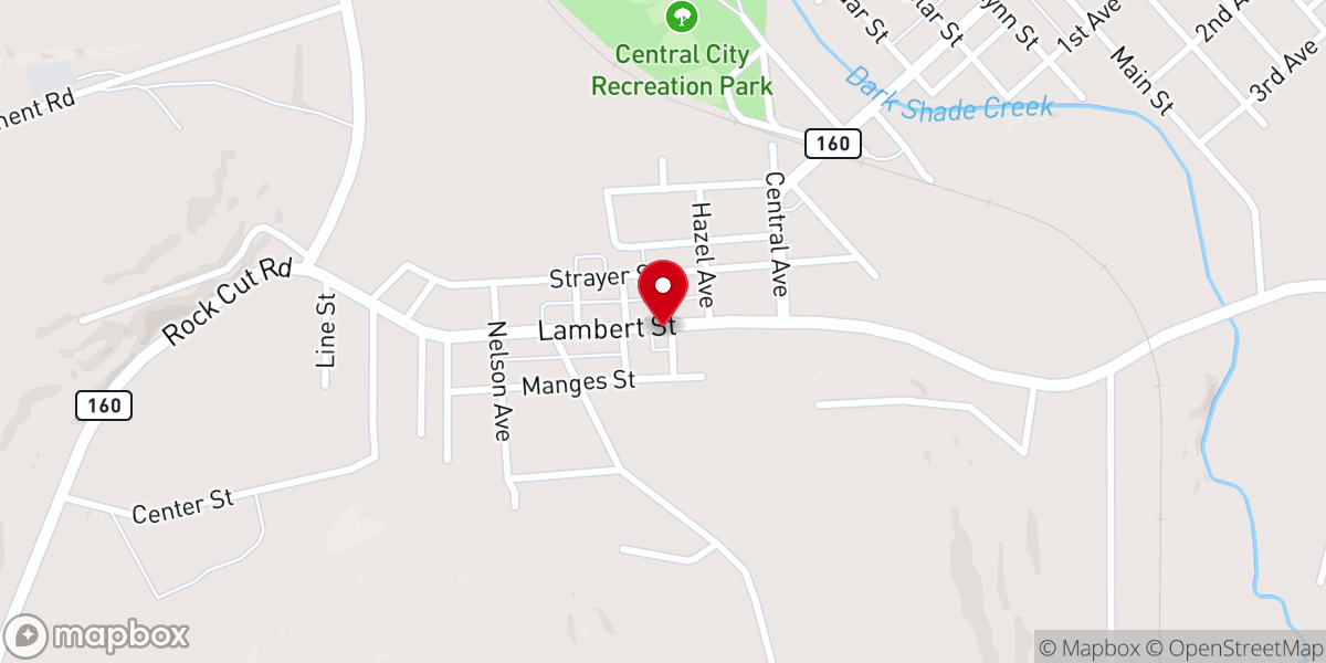 Map showing location of Central City Christian Church