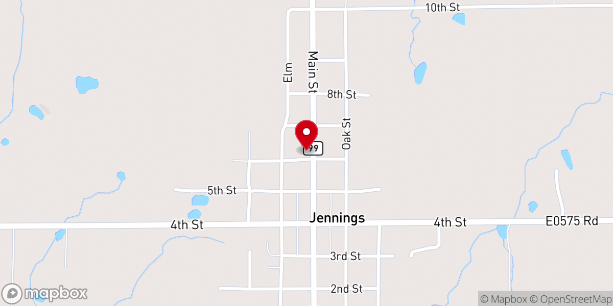 Map showing location of First Baptist Church-Jennings