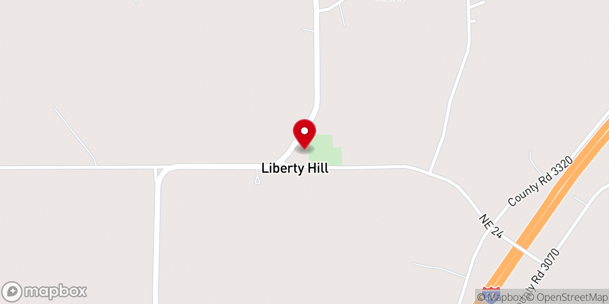 Map showing location of Liberty Hill Missionary Baptist Church