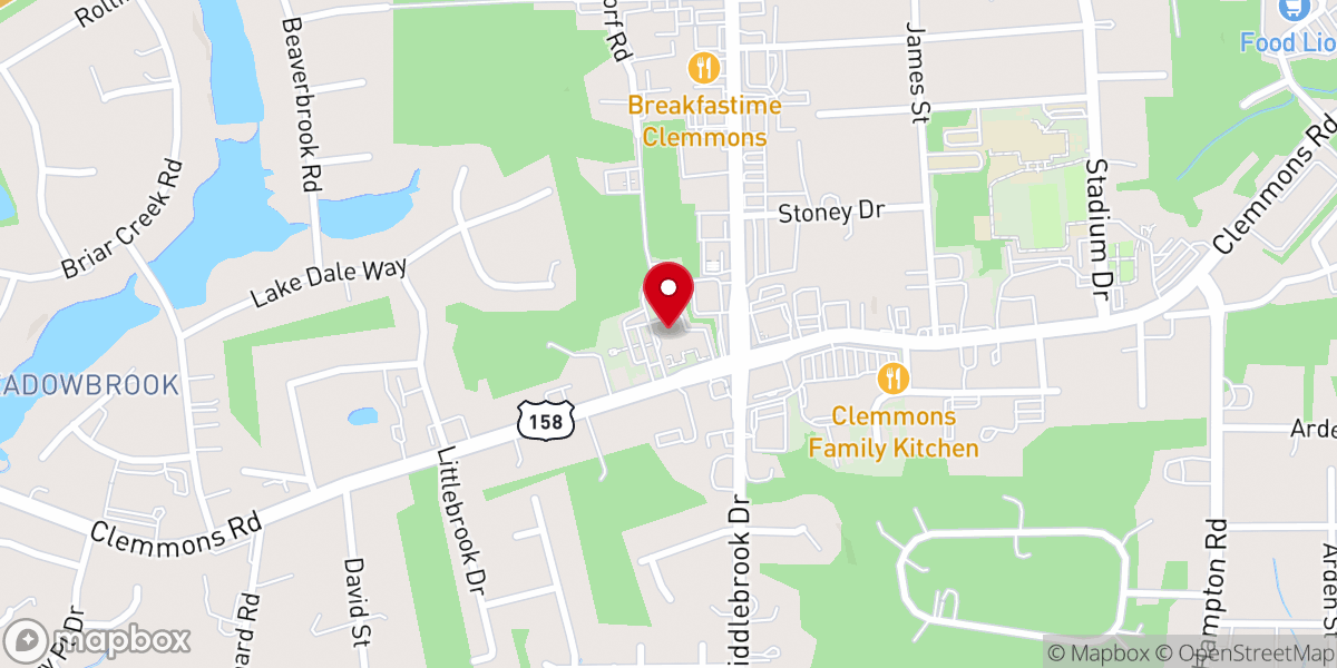 Map showing location of Clemmons United Methodist Church