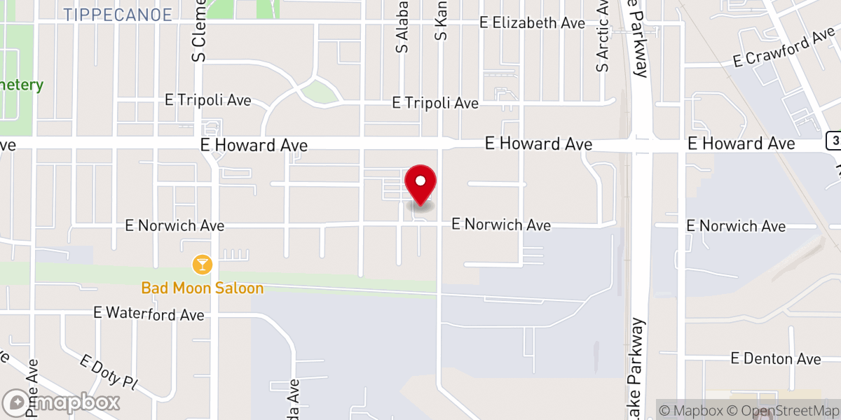Map showing location of St. Paul Catholic Church
