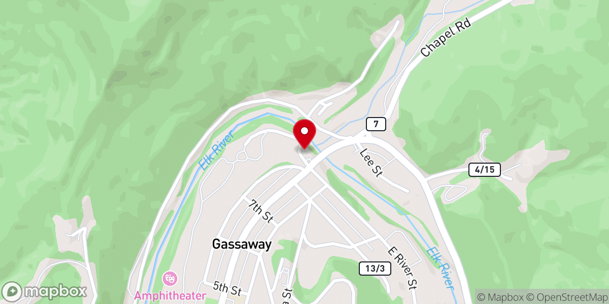 Map showing location of Gassaway Church of Christ