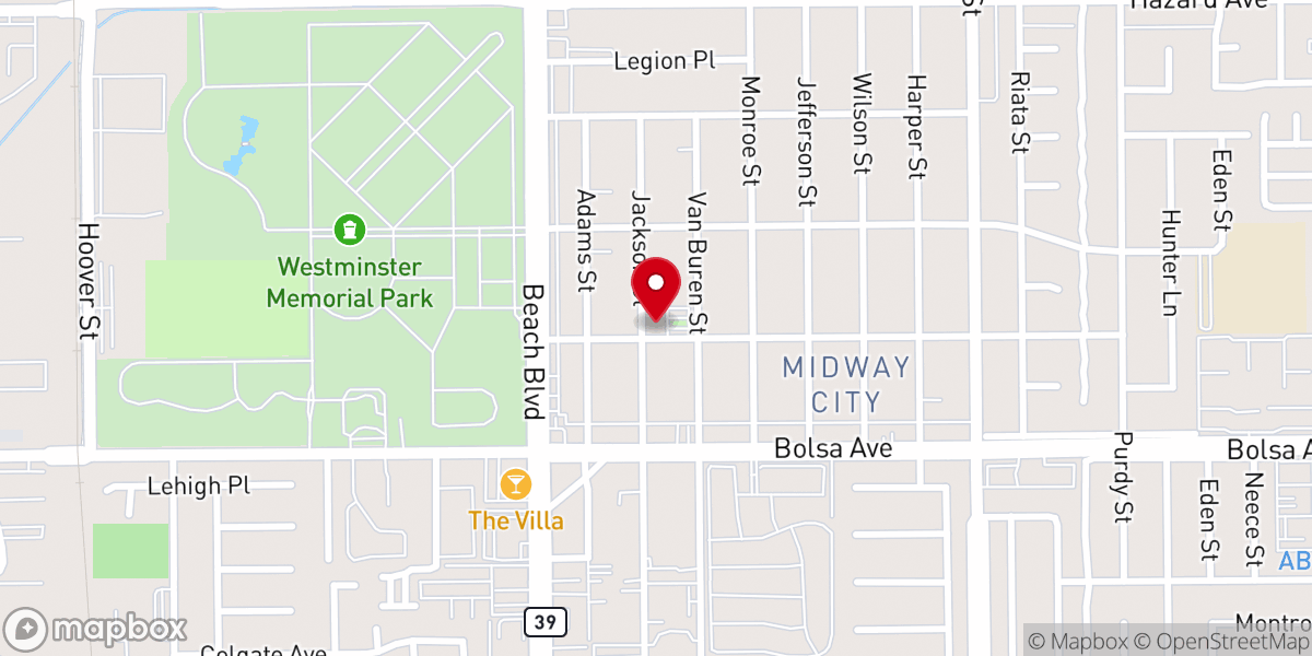 Map showing location of Vietnamese Alliance Church at Midway City