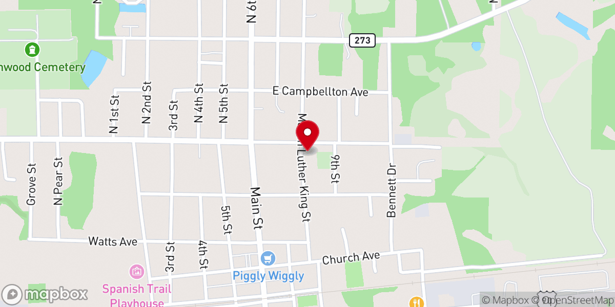 Map showing location of Grant Tabernacle AME Church