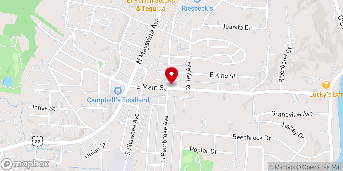 Map showing location of South Zanesville United Methodist