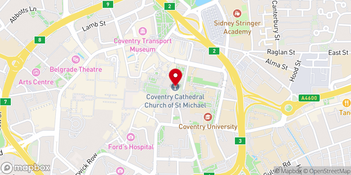 Map showing location of Coventry Cathedral