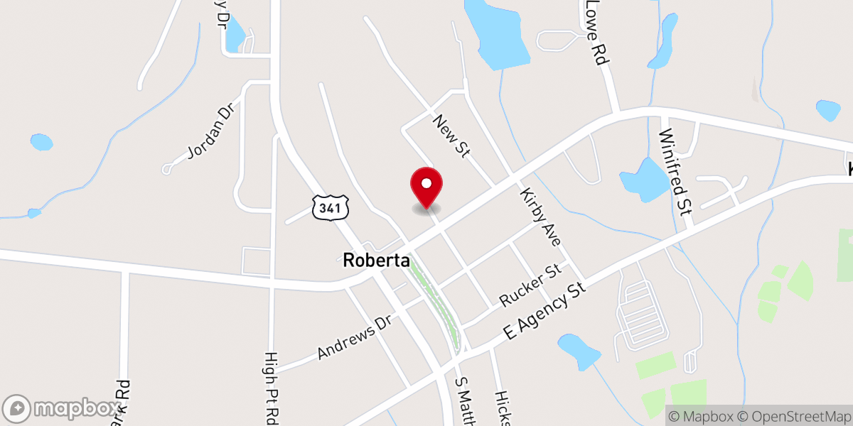 Map showing location of Roberta Primitive Baptist Church